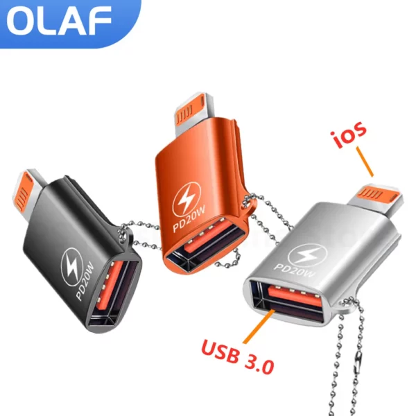 Адаптер Olaf с USB 3,0 на Lightning, 20 Вт, OTG с цепью, адаптер для быстрой зарядки для iPhone 13 14 Pro XS Max XR X 8 6s iPad, передача данных | AliExpress