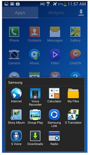 интерфейс меню TouchWiz в Samsung Galaxy Grand 2